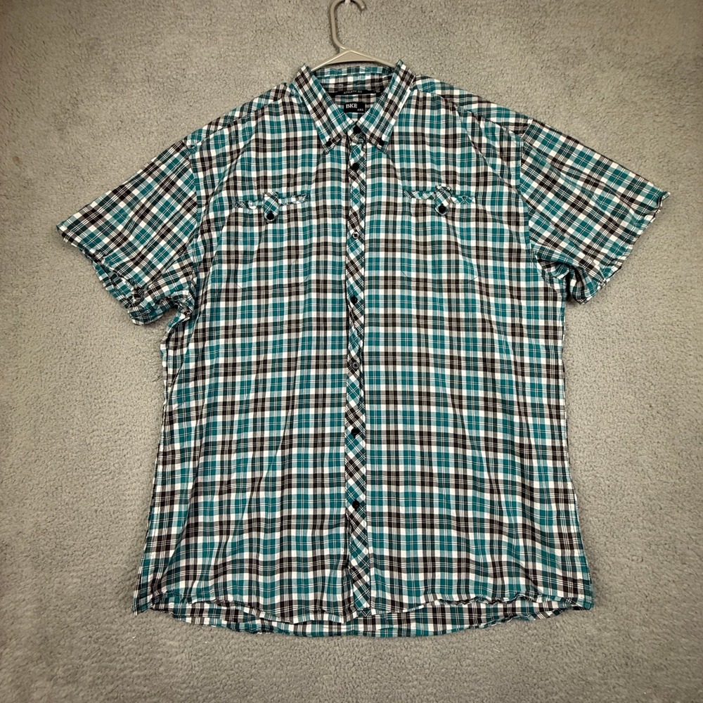 BKE Athletic Fit Men's Plaid Short Sleeve Button Up Shirt 3XL